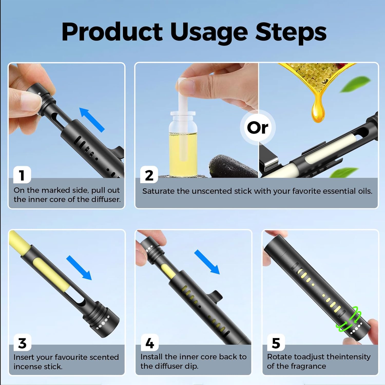 Black Vent Clip Car Diffuser (2Pcs)