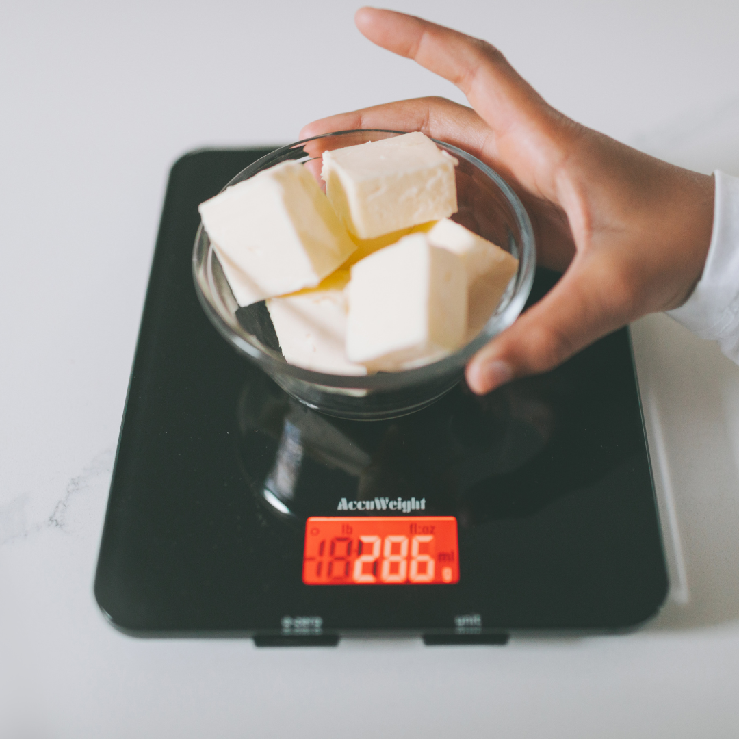 Person weighing soap