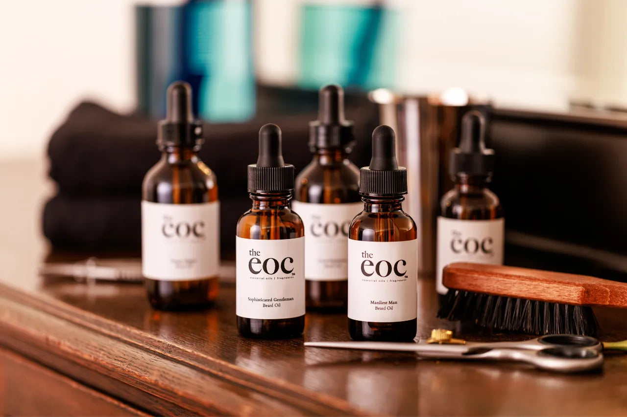 Private label beard oils with grooming tools
