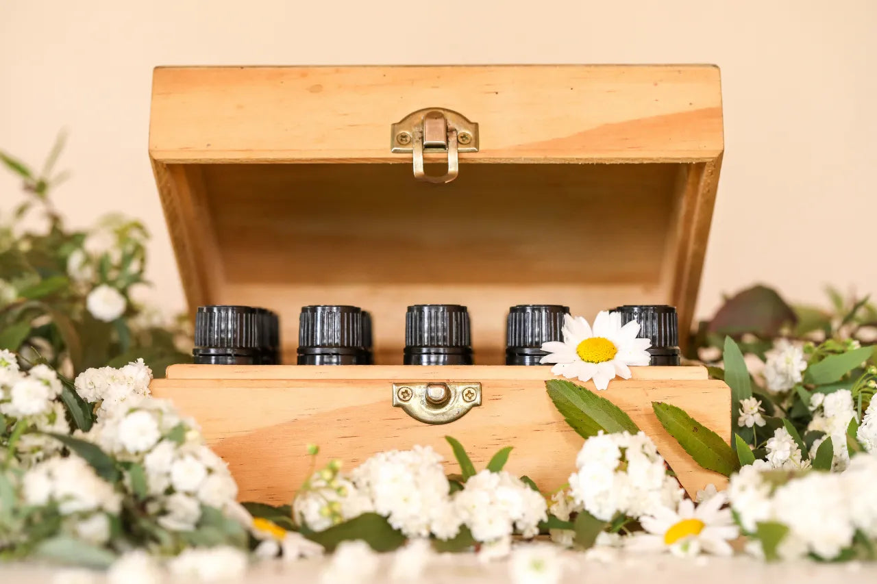 Essential oil gift kit with botanicals